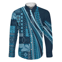 Pasifika Women's Day - Samoa Siapo Malu Tattoo Inspired Family Matching Short Sleeve Bodycon Dress and Hawaiian Shirt Navy Blue