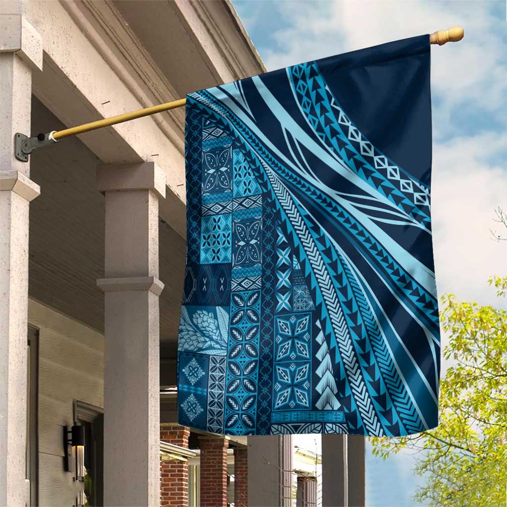 Pasifika Women's Day - Samoa Siapo Malu Tattoo Inspired Garden Flag Navy Blue LT7 House Flag Navy Blue - Polynesian Pride