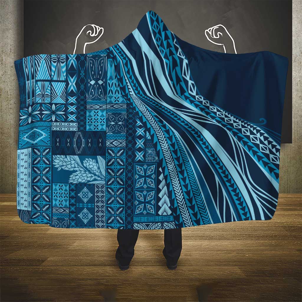 Pasifika Women's Day - Samoa Siapo Malu Tattoo Inspired Hooded Blanket Navy Blue LT7 - Polynesian Pride