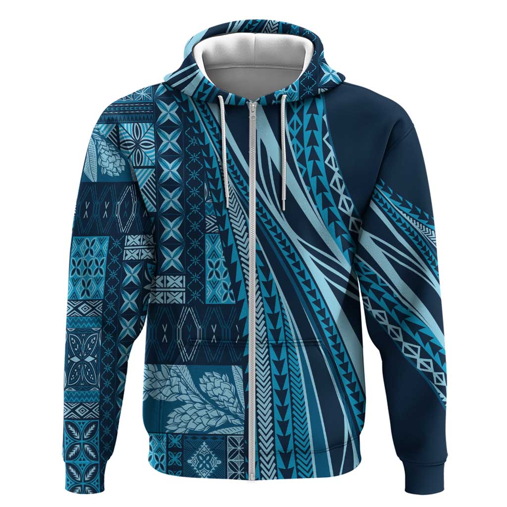 Pasifika Women's Day - Samoa Siapo Malu Tattoo Inspired Hoodie Navy Blue LT7 Zip Hoodie Navy Blue - Polynesian Pride