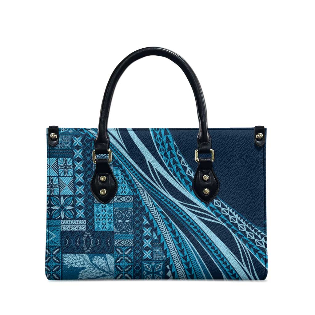 Pasifika Women's Day - Samoa Siapo Malu Tattoo Inspired Leather Bag Navy Blue