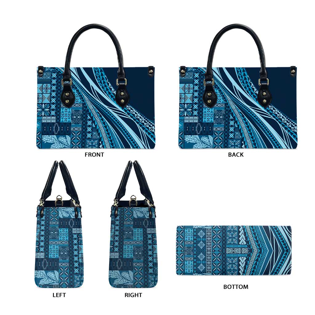 Pasifika Women's Day - Samoa Siapo Malu Tattoo Inspired Leather Bag Navy Blue