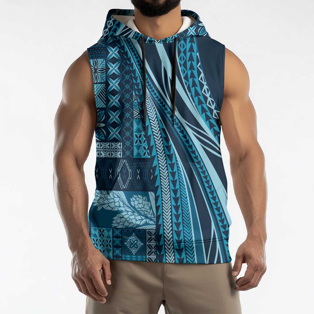 Pasifika Women's Day - Samoa Siapo Malu Tattoo Inspired Sleeveless Hoodie Navy Blue LT7 - Polynesian Pride