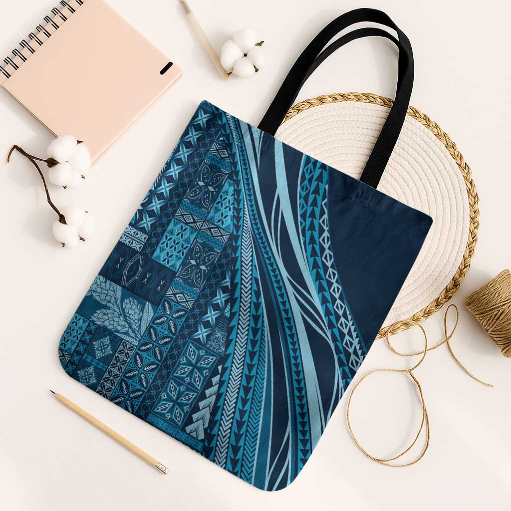 Pasifika Women's Day - Samoa Siapo Malu Tattoo Inspired Tote Bag Navy Blue