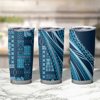 Pasifika Women's Day - Samoa Siapo Malu Tattoo Inspired Tumbler Cup Navy Blue LT7 - Polynesian Pride