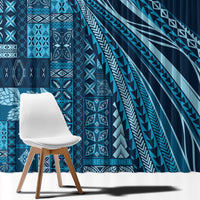 Pasifika Women's Day - Samoa Siapo Malu Tattoo Inspired Window Curtain Navy Blue