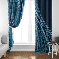 Pasifika Women's Day - Samoa Siapo Malu Tattoo Inspired Window Curtain Navy Blue