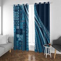 Pasifika Women's Day - Samoa Siapo Malu Tattoo Inspired Window Curtain Navy Blue