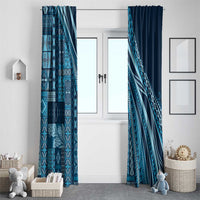 Pasifika Women's Day - Samoa Siapo Malu Tattoo Inspired Window Curtain Navy Blue