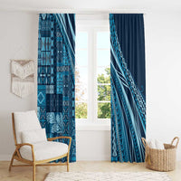 Pasifika Women's Day - Samoa Siapo Malu Tattoo Inspired Window Curtain Navy Blue