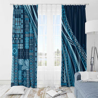 Pasifika Women's Day - Samoa Siapo Malu Tattoo Inspired Window Curtain Navy Blue