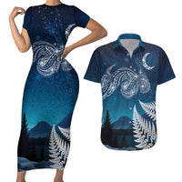 New Zealand Matariki Couples Matching Short Sleeve Bodycon Dress and Hawaiian Shirt Starry Night Style