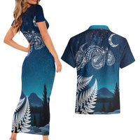 New Zealand Matariki Couples Matching Short Sleeve Bodycon Dress and Hawaiian Shirt Starry Night Style