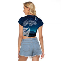 New Zealand Matariki Raglan Cropped T Shirt Starry Night Style