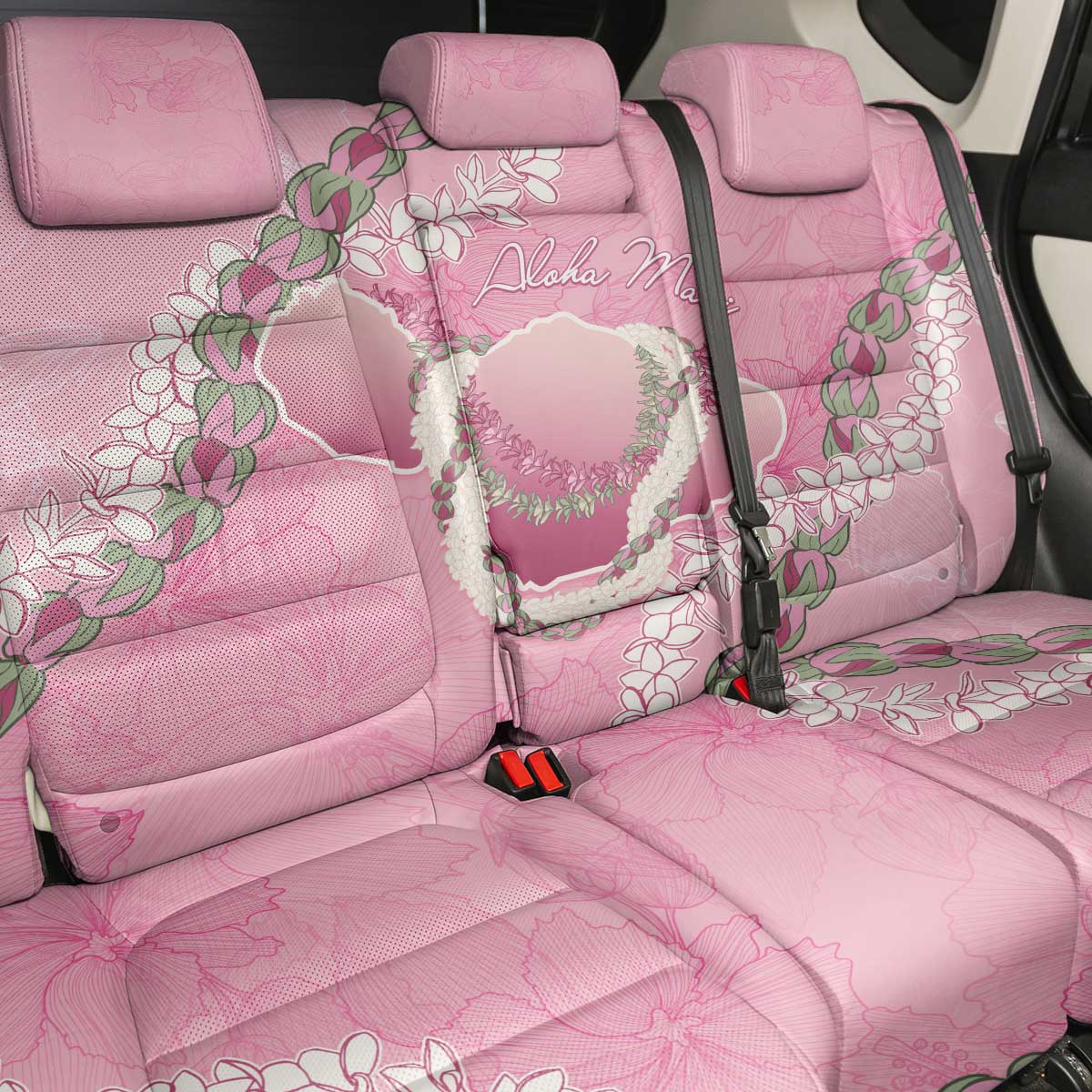 Hawaii Maui Island Flowers Lei Back Car Seat Cover Lokelani Rose Pink LT7 - Polynesian Pride