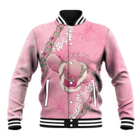 Hawaii Maui Island Flowers Lei Baseball Jacket Lokelani Rose Pink LT7 Unisex Pink - Polynesian Pride