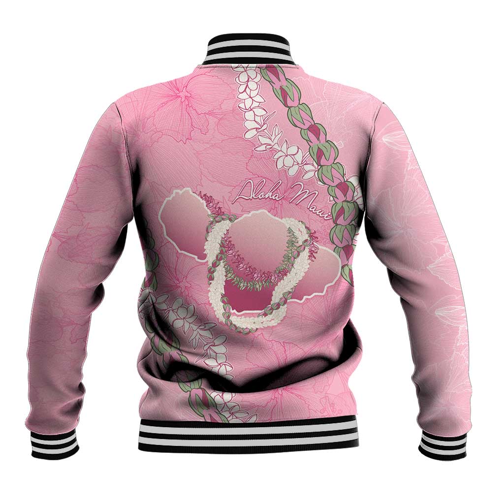 Hawaii Maui Island Flowers Lei Baseball Jacket Lokelani Rose Pink LT7 - Polynesian Pride