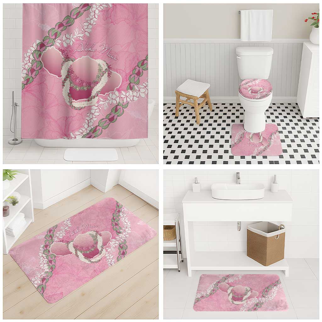 Hawaii Maui Island Flowers Lei Bathroom Set Lokelani Rose Pink LT7 - Polynesian Pride