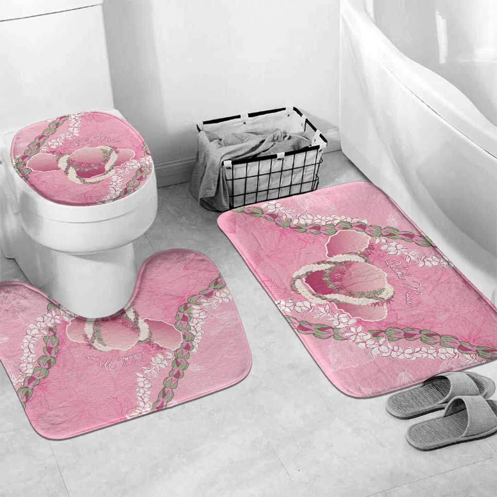 Hawaii Maui Island Flowers Lei Bathroom Set Lokelani Rose Pink LT7 Mat Set Only (3 pcs) One Size Pink - Polynesian Pride