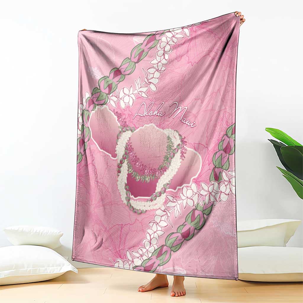 Hawaii Maui Island Flowers Lei Blanket Lokelani Rose Pink LT7 - Polynesian Pride