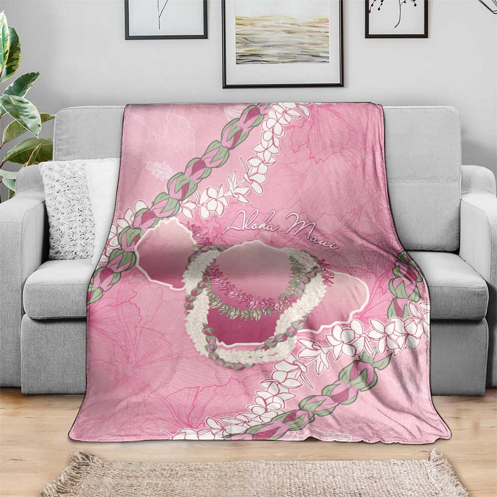 Hawaii Maui Island Flowers Lei Blanket Lokelani Rose Pink LT7 - Polynesian Pride