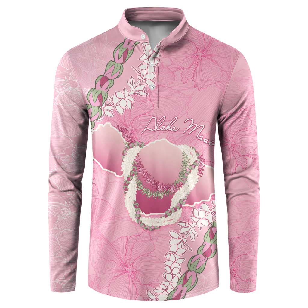 Hawaii Maui Island Flowers Lei Button Sweatshirt Lokelani Rose Pink LT7 Pink - Polynesian Pride