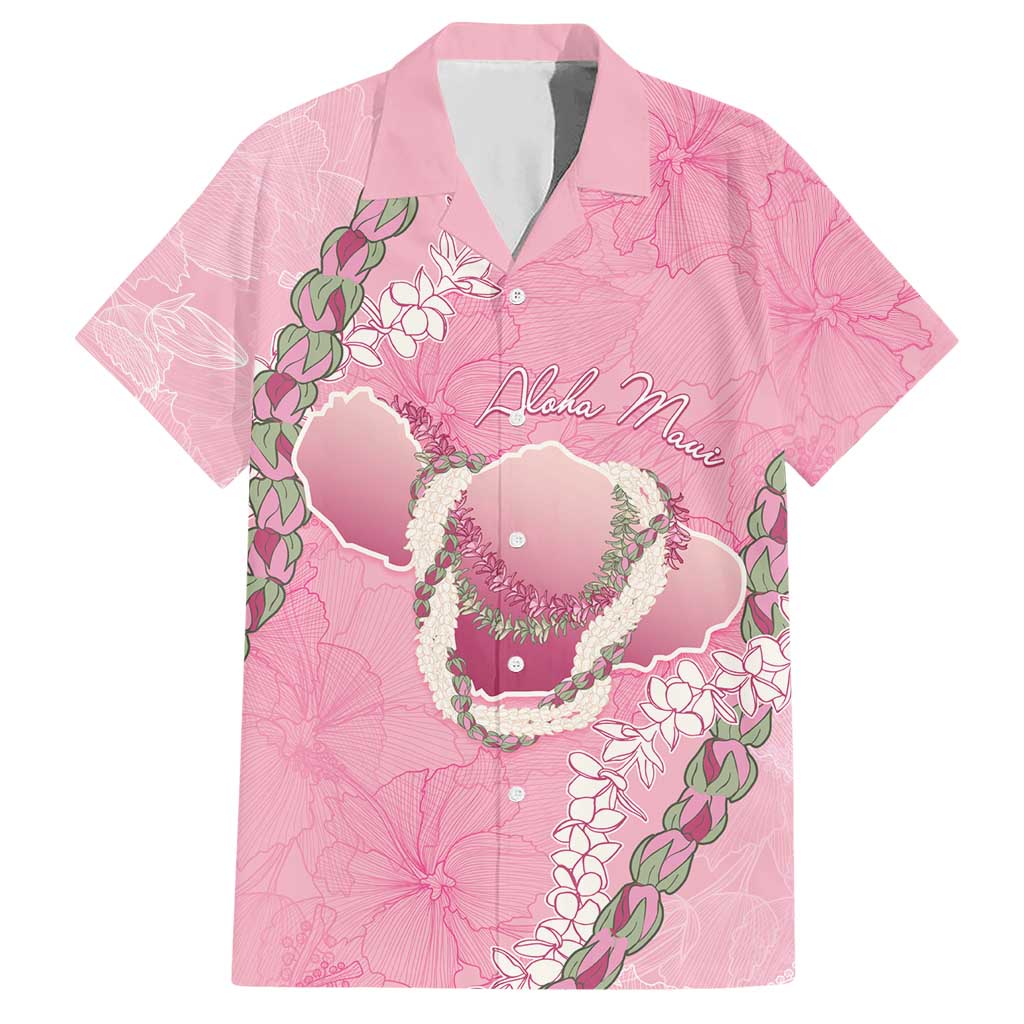 Hawaii Maui Island Flowers Lei Hawaiian Shirt Lokelani Rose Pink