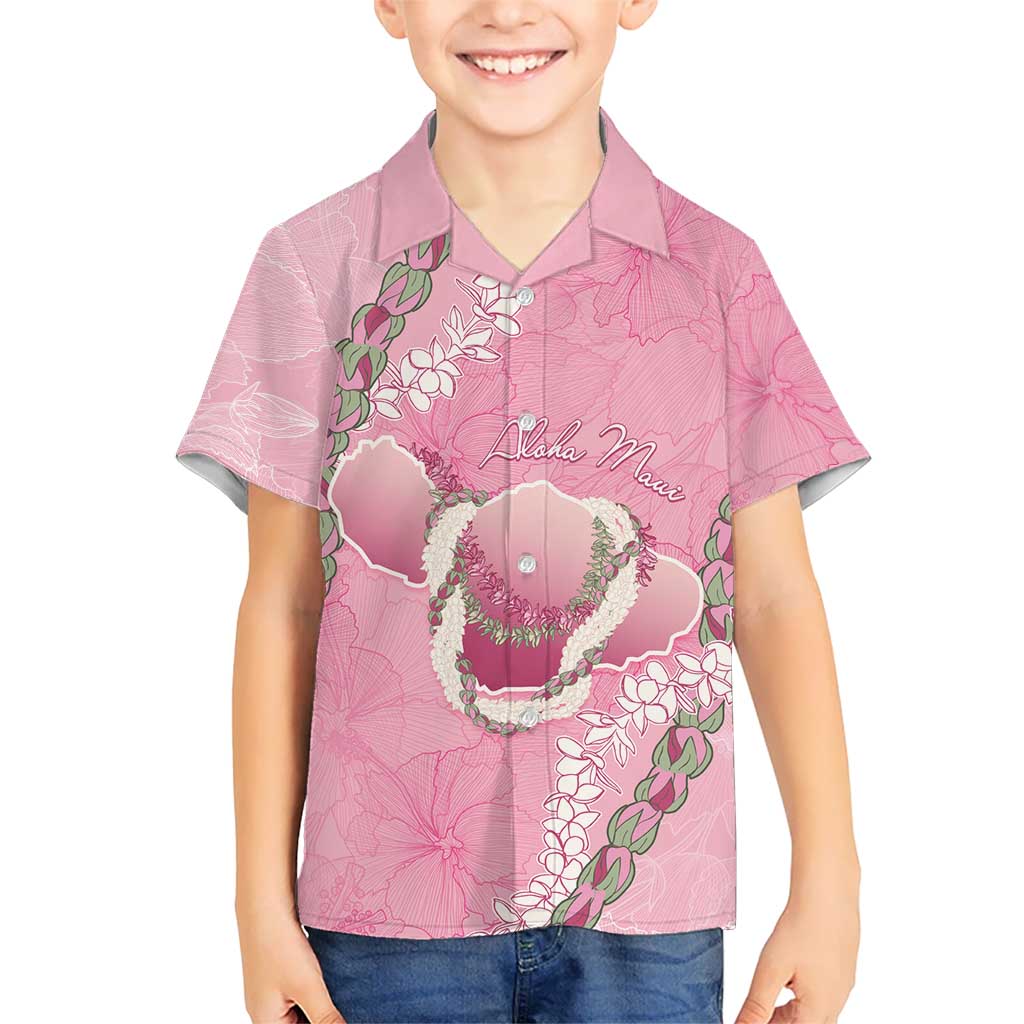 Hawaii Maui Island Flowers Lei Hawaiian Shirt Lokelani Rose Pink