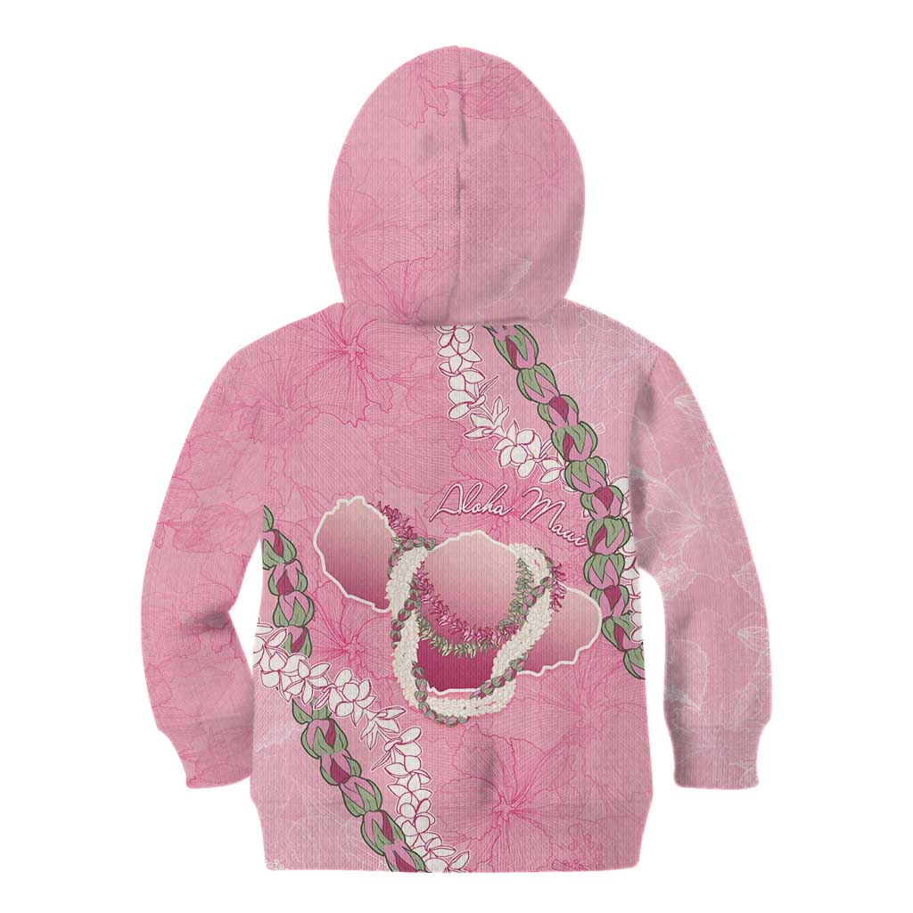 Hawaii Maui Island Flowers Lei Kid Hoodie Lokelani Rose Pink