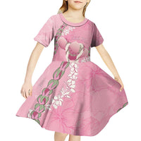 Hawaii Maui Island Flowers Lei Kid Short Sleeve Dress Lokelani Rose Pink