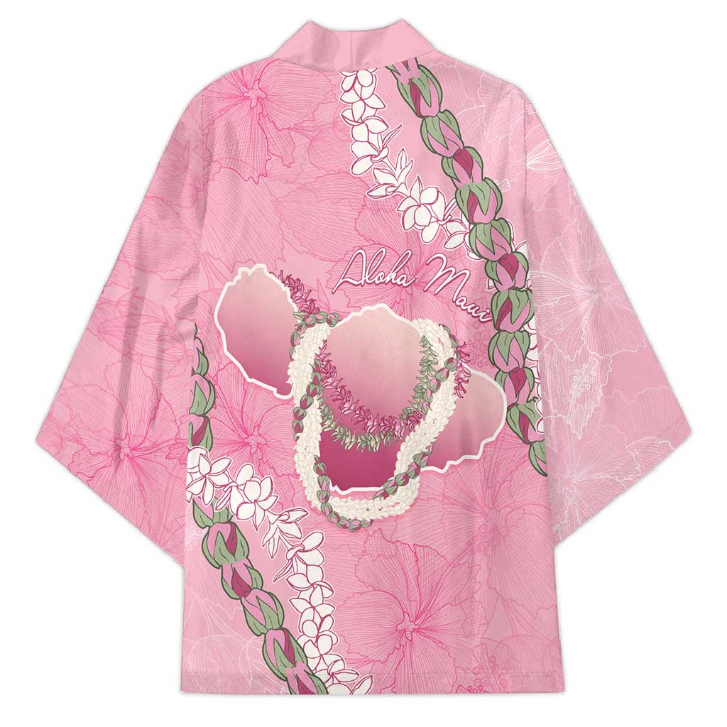 Hawaii Maui Island Flowers Lei Kimono Lokelani Rose Pink