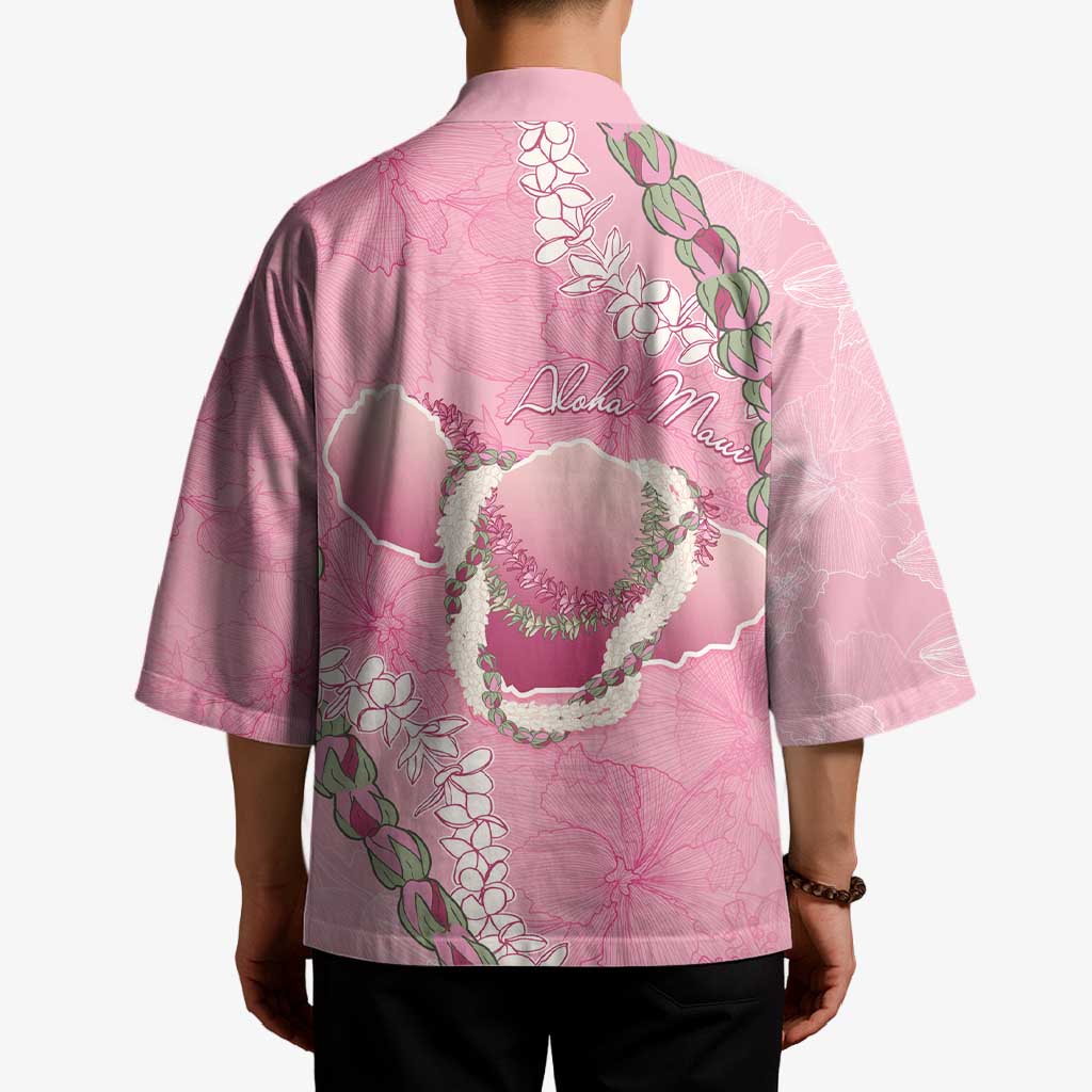Hawaii Maui Island Flowers Lei Kimono Lokelani Rose Pink