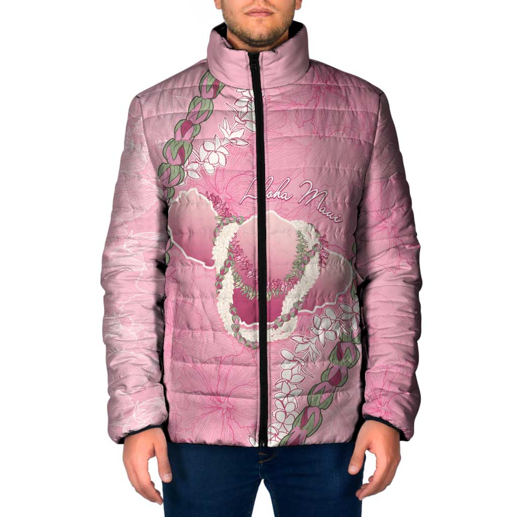 Hawaii Maui Island Flowers Lei Padded Jacket Lokelani Rose Pink
