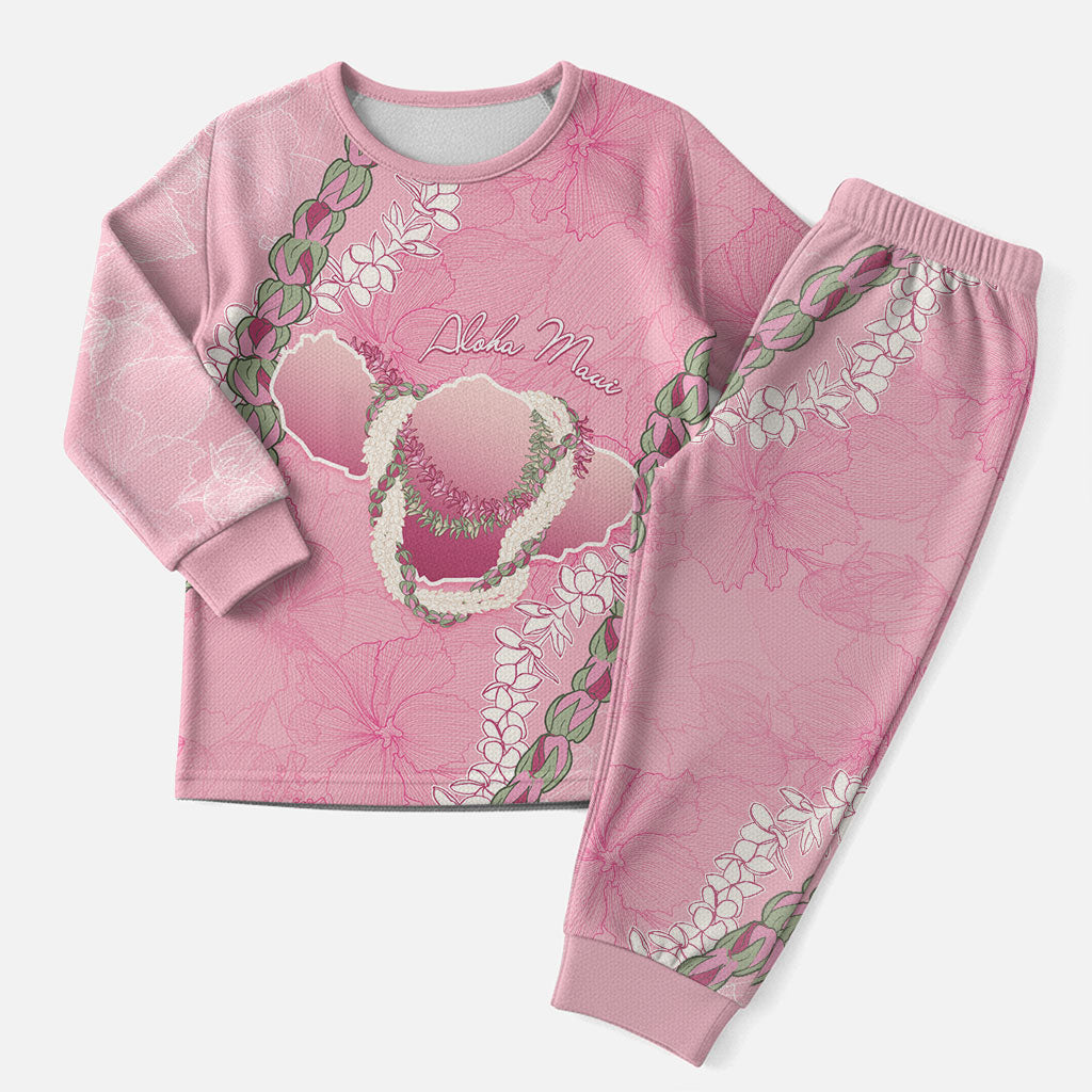 Hawaii Maui Island Flowers Lei Christmas Pajama Set Lokelani Rose Pink LT7 Men Pink - Polynesian Pride