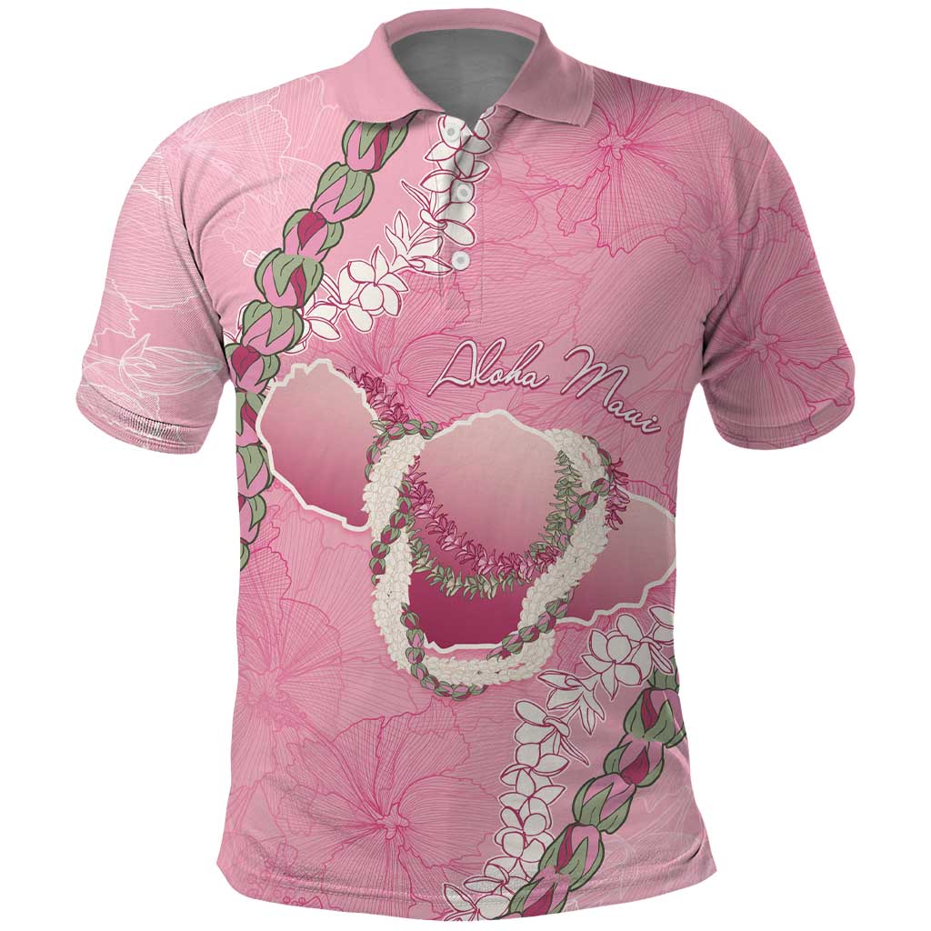 Hawaii Maui Island Flowers Lei Polo Shirt Lokelani Rose Pink LT7 Pink - Polynesian Pride