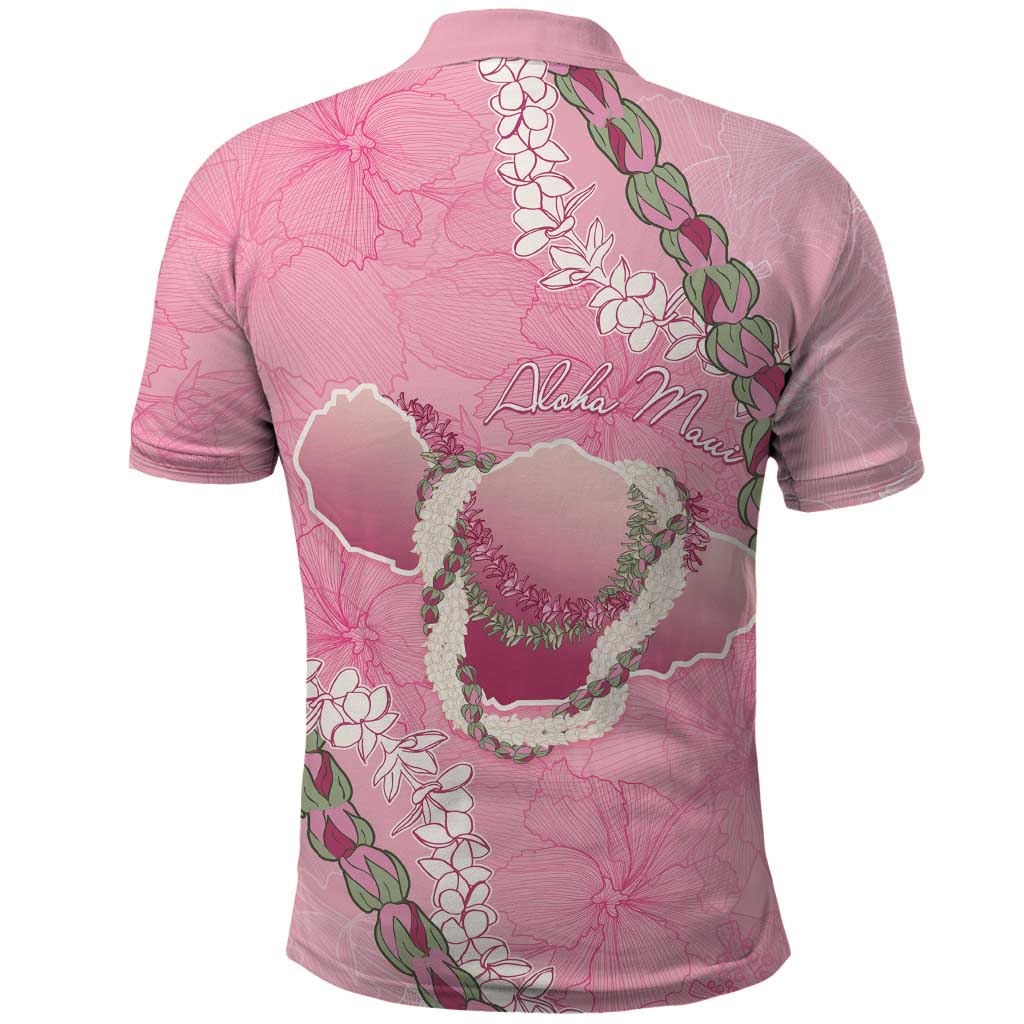 Hawaii Maui Island Flowers Lei Polo Shirt Lokelani Rose Pink LT7 - Polynesian Pride
