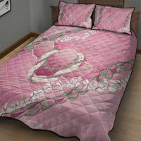 Hawaii Maui Island Flowers Lei Quilt Bed Set Lokelani Rose Pink
