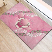Hawaii Maui Island Flowers Lei Rubber Doormat Lokelani Rose Pink