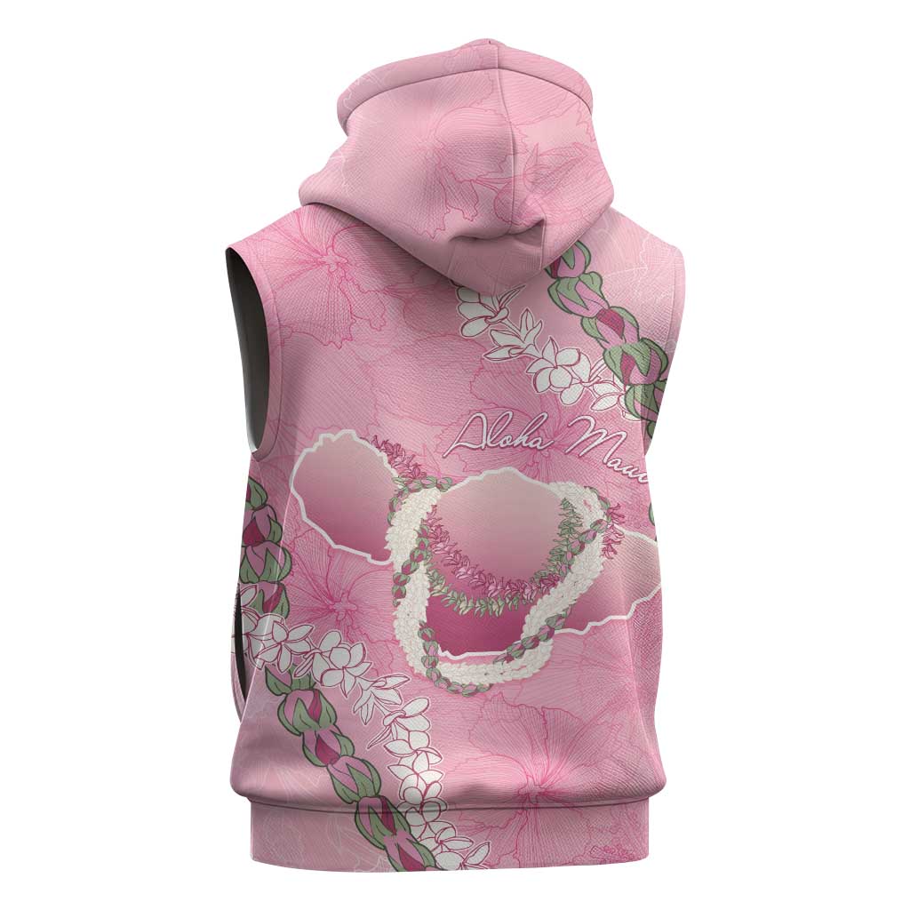 Hawaii Maui Island Flowers Lei Sleeveless Zip Hoodie Lokelani Rose Pink