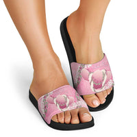 Hawaii Maui Island Flowers Lei Slide Sandals Lokelani Rose Pink