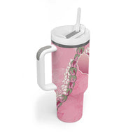 Hawaii Maui Island Flowers Lei Tumbler With Handle Lokelani Rose Pink LT7 - Polynesian Pride