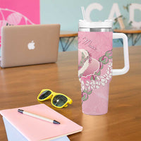 Hawaii Maui Island Flowers Lei Tumbler With Handle Lokelani Rose Pink LT7 - Polynesian Pride