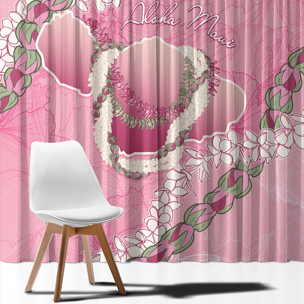 Hawaii Maui Island Flowers Lei Window Curtain Lokelani Rose Pink