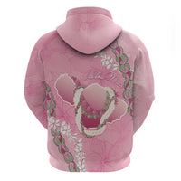 Hawaii Maui Island Flowers Lei Zip Hoodie Lokelani Rose Pink