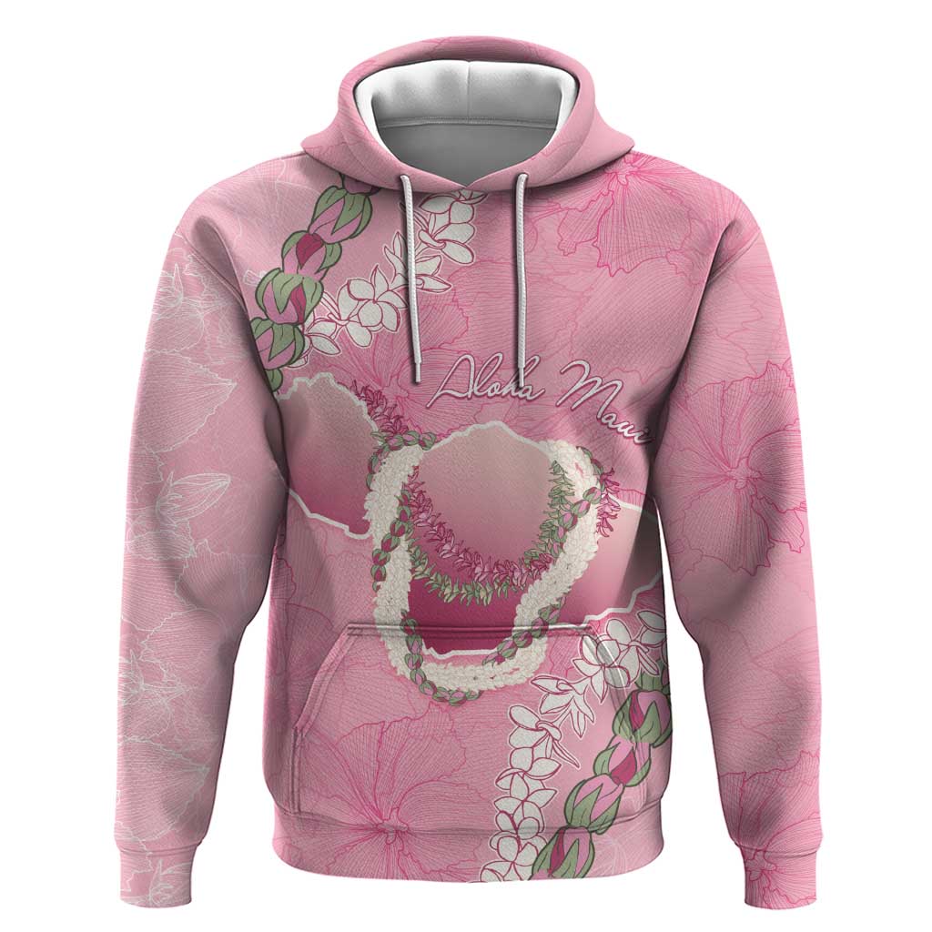Hawaii Maui Island Flowers Lei Zip Hoodie Lokelani Rose Pink