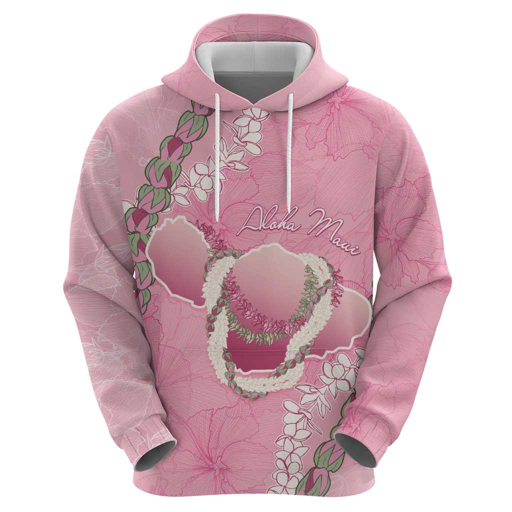Hawaii Maui Island Flowers Lei Zip Hoodie Lokelani Rose Pink