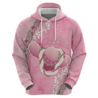 Hawaii Maui Island Flowers Lei Zip Hoodie Lokelani Rose Pink