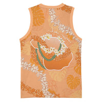 Hawaii Lanai Island Flowers Lei Basketball Jersey Orange Kaunaoa Mix Maile