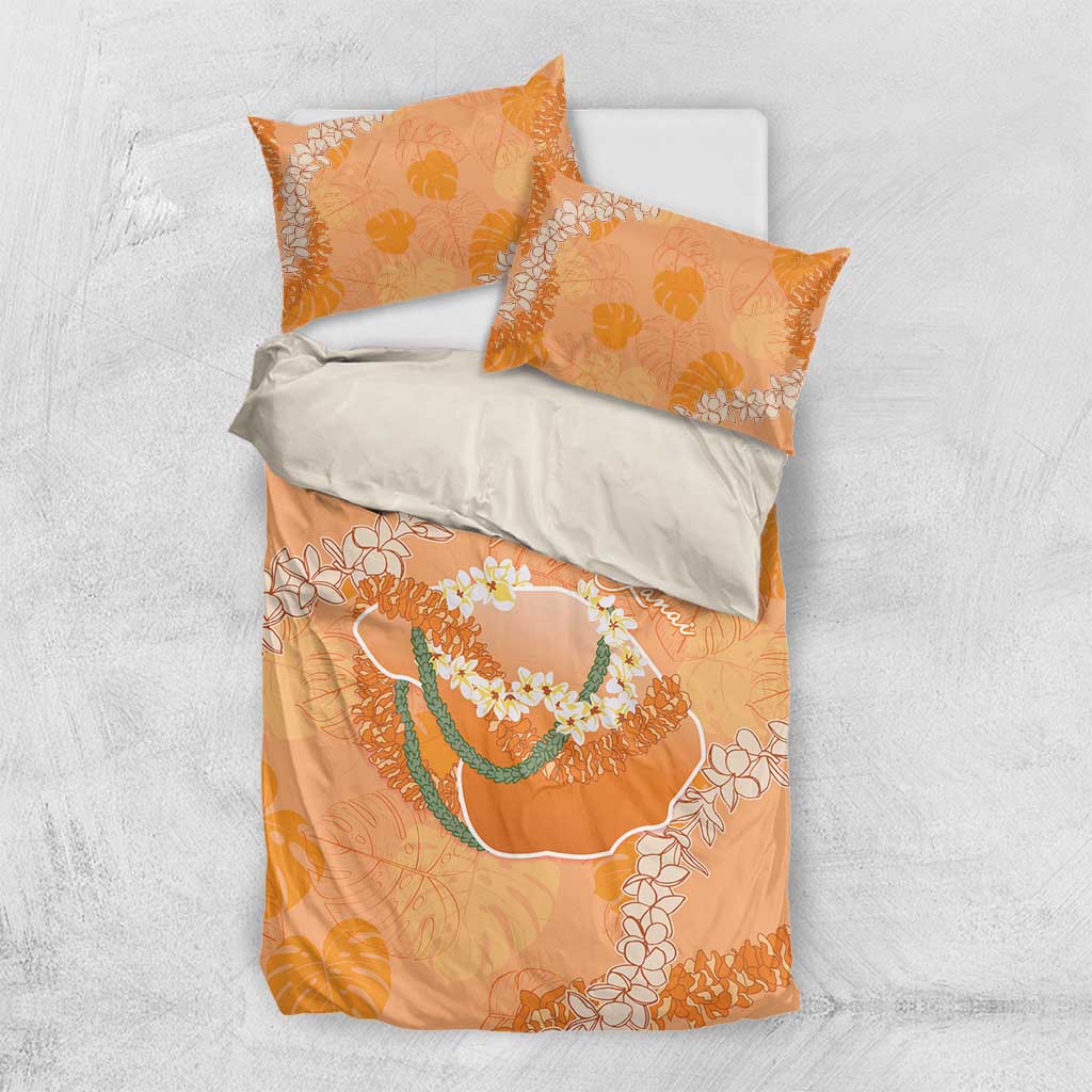 Hawaii Lanai Island Flowers Lei Bedding Set Orange Kaunaoa Mix Maile