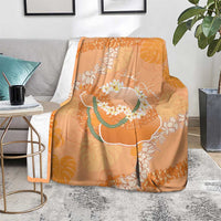 Hawaii Lanai Island Flowers Lei Blanket Orange Kaunaoa Mix Maile